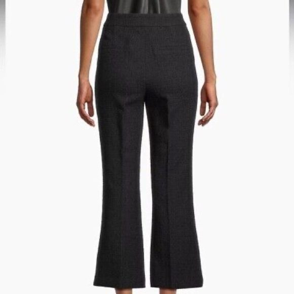 NWT Milly Black Bouclé Flared Cropped‎ Ankle Dress Pants Size 8 - Picture 2 of 12
